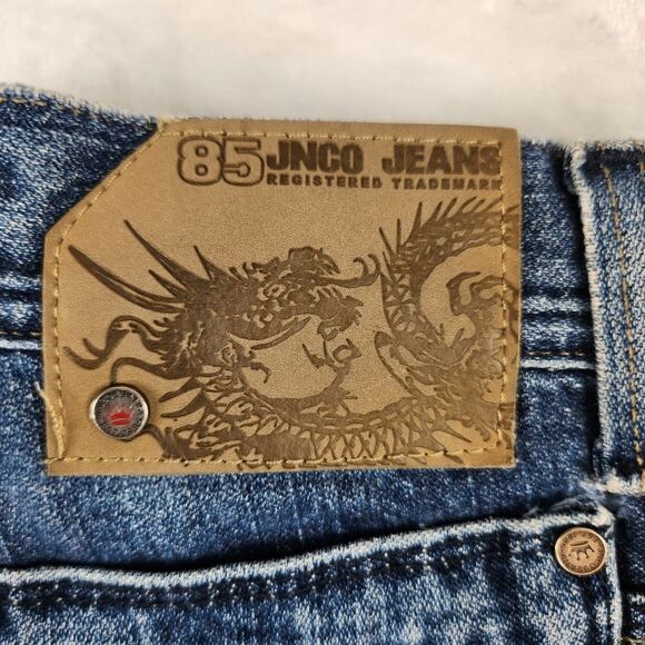 JNCO Kids Blue Jeans with Bulldog Patch - Picture 2 of 13